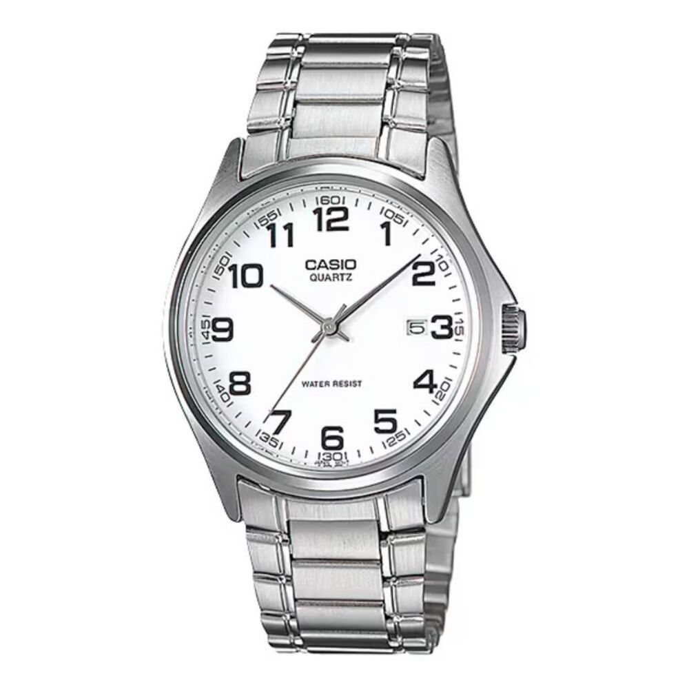 Casio Men’s Silver Stainless Steel Analog Watch with White Dial - MTP-1183A-7B